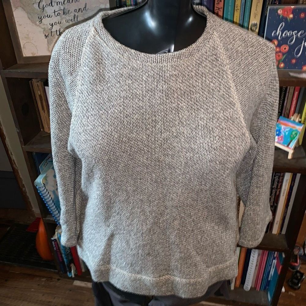 Eileen Fisher heathered black & white XS organic cotton sweater